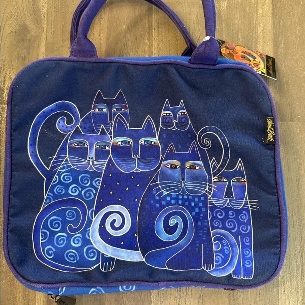 Laurel Burch Blue Purple Cat Toiletry Bag